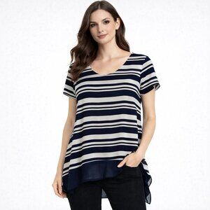 Maeve Blue and White Striped Blouse size Small